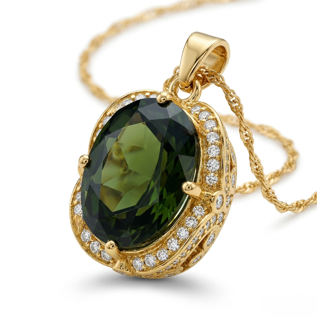 Oval Diadem Peridot CZ Pendant
