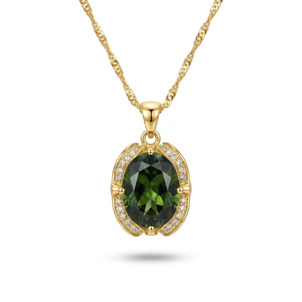 Oval Diadem Peridot CZ Pendant